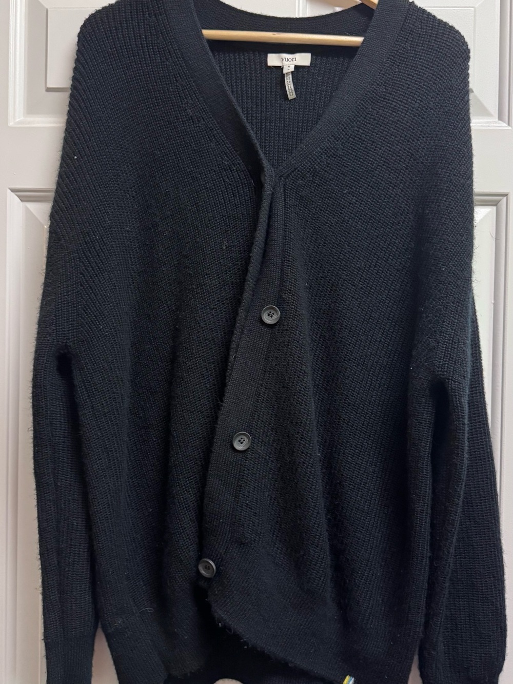 Vuori Black Button-Up V-Neck Cardigan Sweater